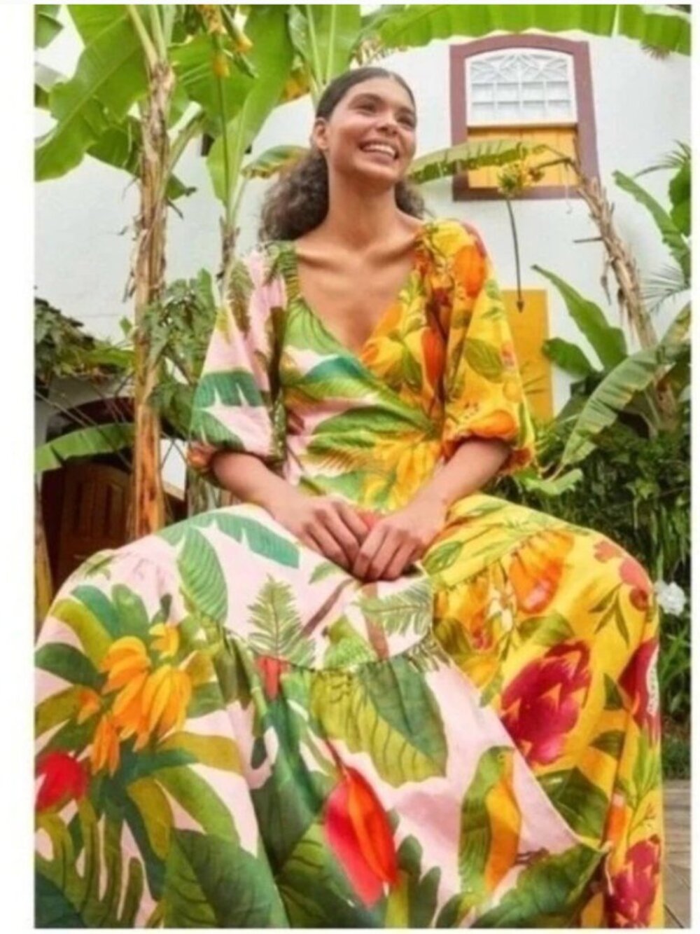 Farm Rio Mixed Prints Midi Wrap Dress Size Small - Picture 4 of 14
